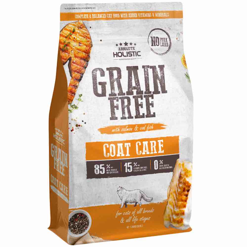 'FREE TREAT w 3lb': Absolute Holistic Coat Care Salmon & Cod Fish Grain-Free Dry Cat Food