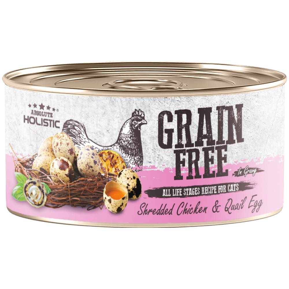 Absolute Holistic Shredded Chicken & Quail Egg In Gravy Grain-Free Cat Canned Food 80g