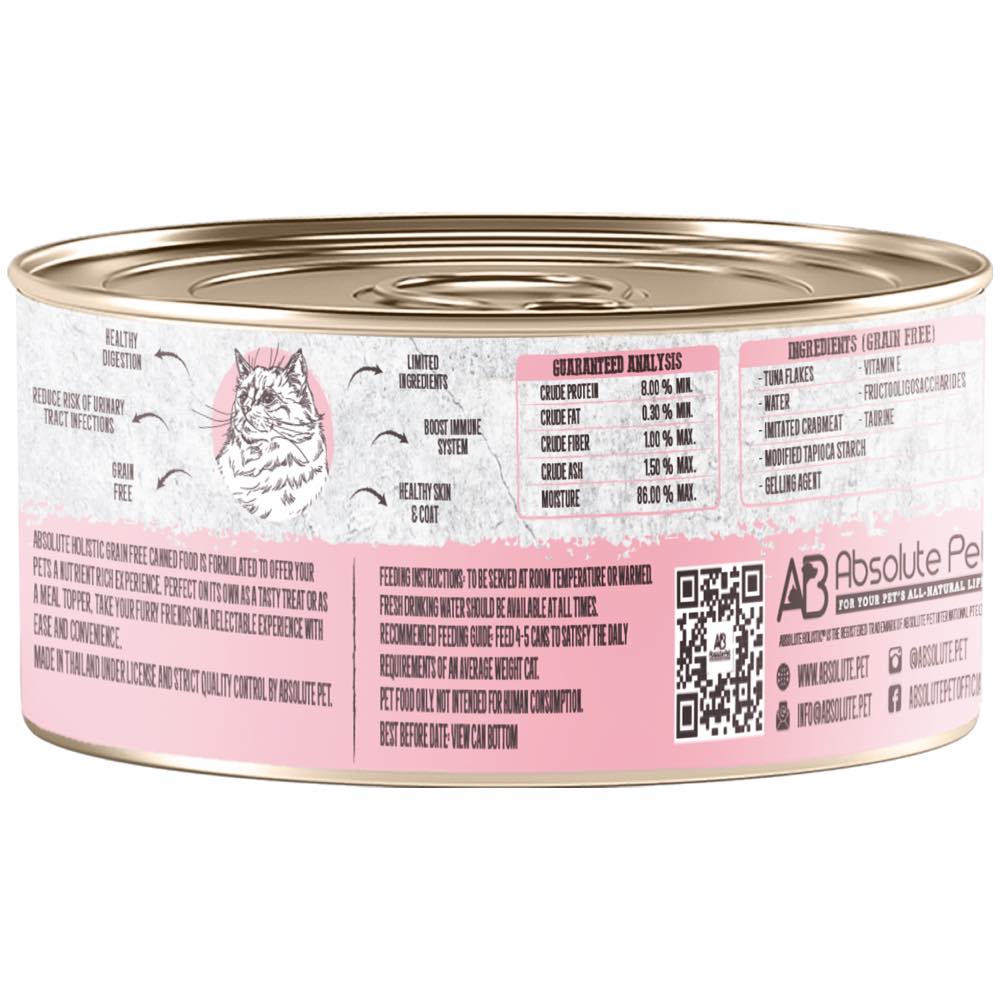 Absolute Holistic White Meat Tuna & Crabstick In Gravy Grain-Free Cat Canned Food 80g