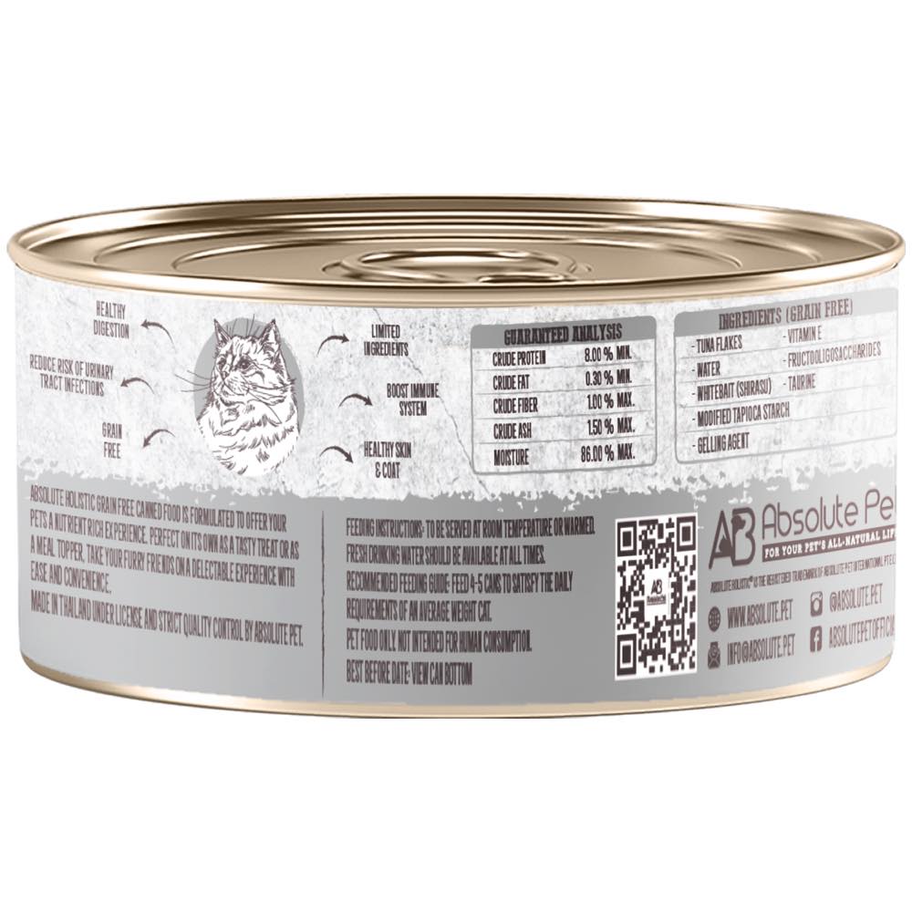 Absolute Holistic White Meat Tuna & Whitebait In Gravy Grain-Free Cat Canned Food 80g