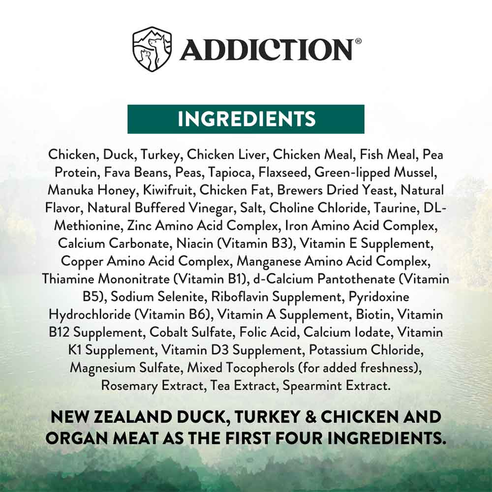 "15% OFF/FREE TREATS: Addiction Wild Islands Birds Chicken, Duck & Turkey Grain-Free Dry Cat Food"