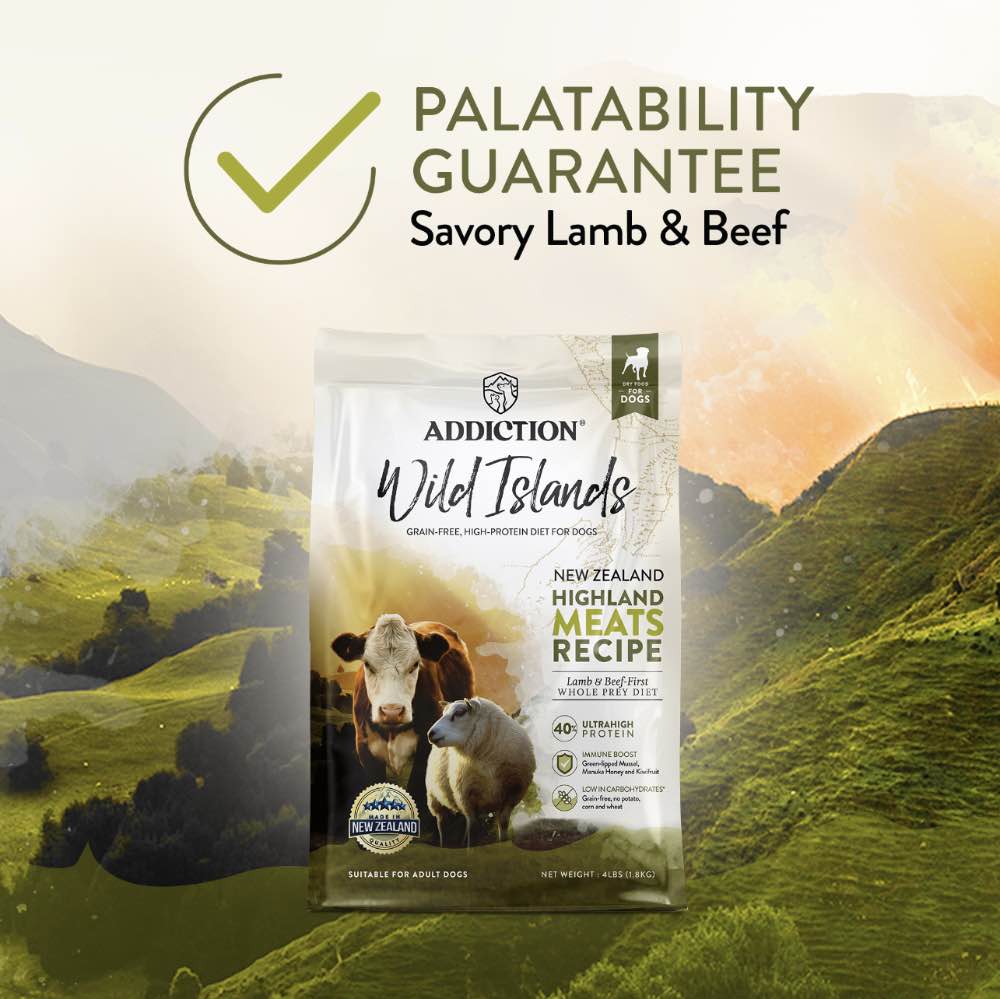 15% OFF/FREE TREATS: Addiction Wild Islands Highland Meats Lamb & Beef Grain Free Dry Dog Food