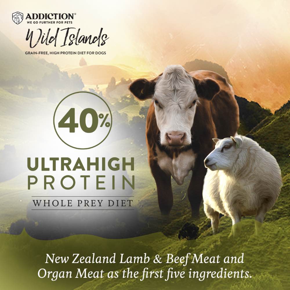 15% OFF/FREE TREATS: Addiction Wild Islands Highland Meats Lamb & Beef Grain Free Dry Dog Food