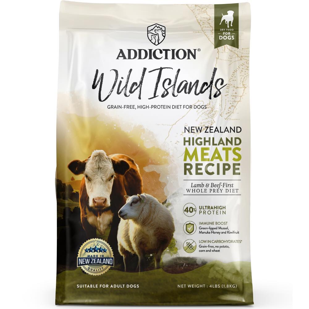 15% OFF/FREE TREATS: Addiction Wild Islands Highland Meats Lamb & Beef Grain Free Dry Dog Food