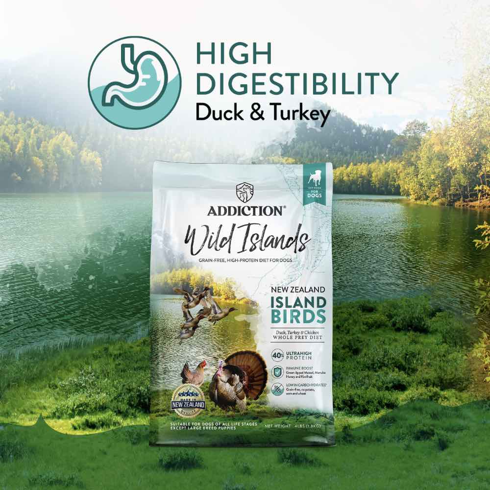"15% OFF/FREE TREATS: Addiction Wild Islands Island Birds Duck, Turkey & Chicken Grain Free Dry Dog Food"