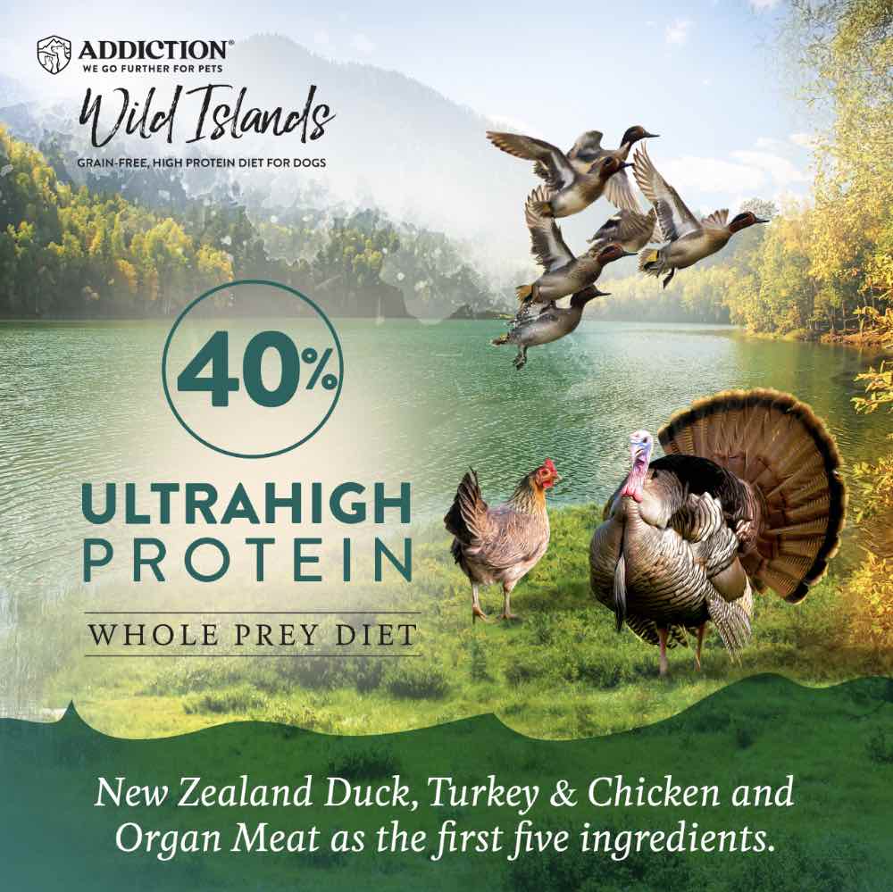 "15% OFF/FREE TREATS: Addiction Wild Islands Island Birds Duck, Turkey & Chicken Grain Free Dry Dog Food"