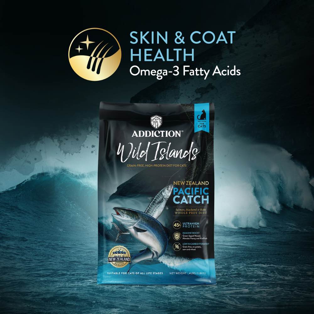 "15% OFF/FREE TREATS: Addiction Wild Islands Pacific Catch Salmon, Mackerel & Hoki Grain-Free Dry Cat Food"