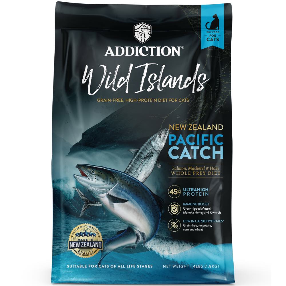 "15% OFF/FREE TREATS: Addiction Wild Islands Pacific Catch Salmon, Mackerel & Hoki Grain-Free Dry Cat Food"