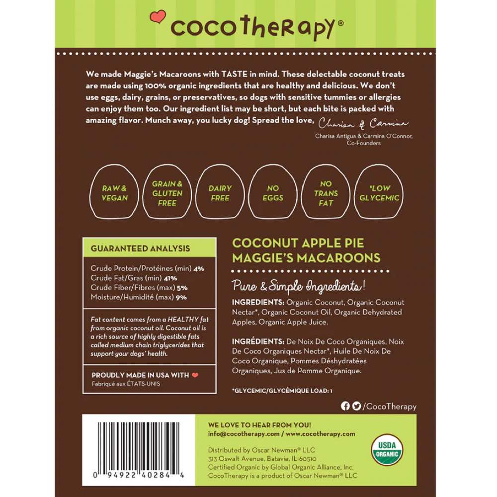 CocoTherapy Maggie??s Macaroons Coconut Apple Pie Grain-Free Dog Treats 4oz