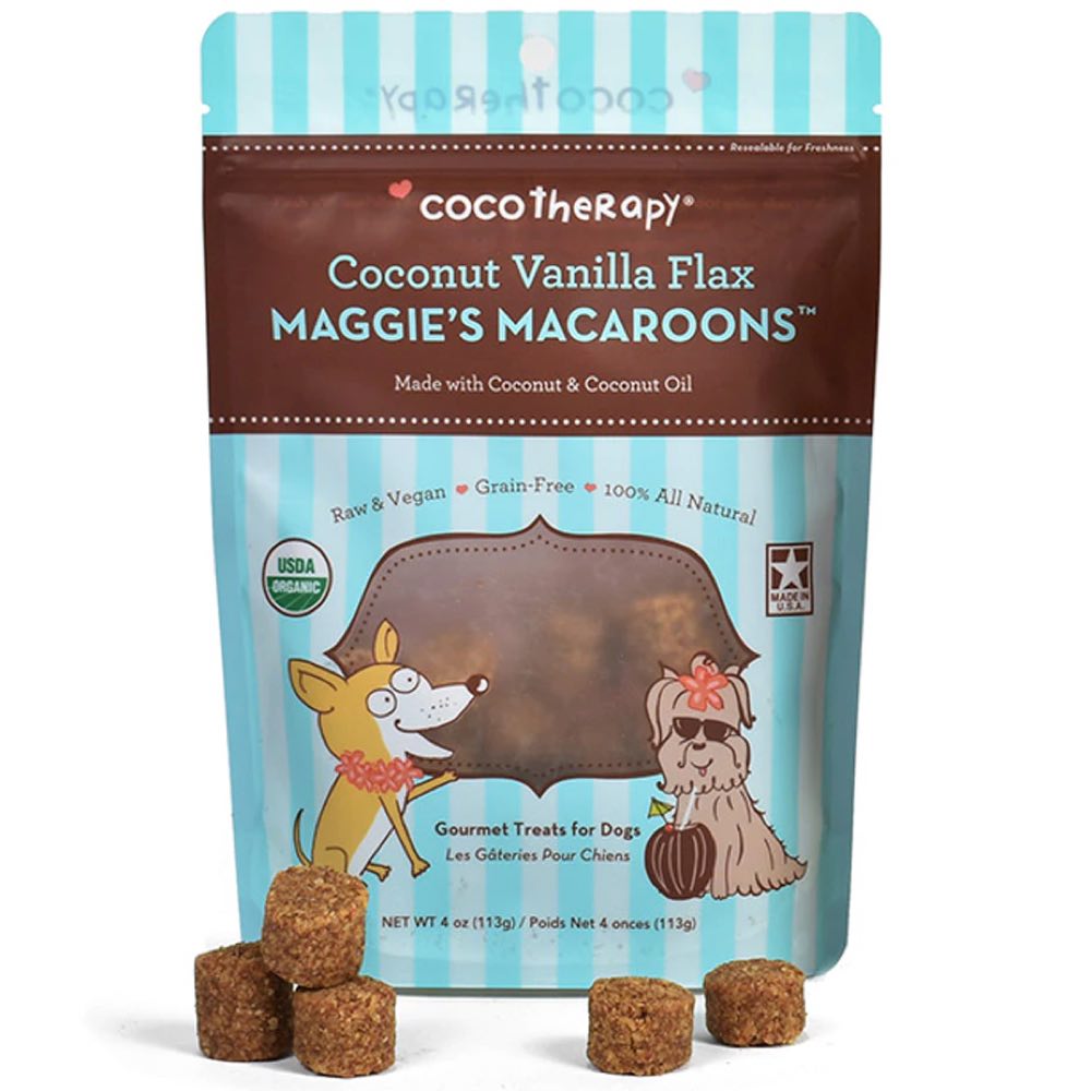 CocoTherapy Maggie??s Macaroons Coconut Vanilla Flax Grain-Free Dog Treats 4oz