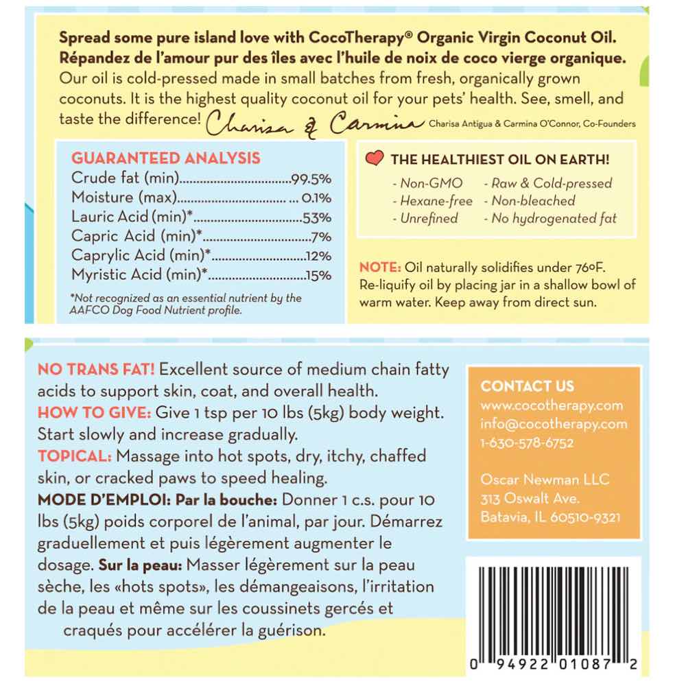 "CocoTherapy Organic Virgin Coconut Oil For Cats, Dogs & Birds (Jar)"