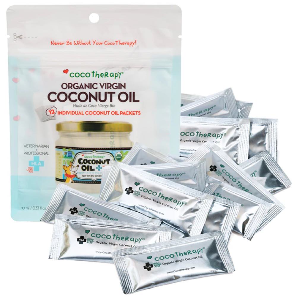 "CocoTherapy Organic Virgin Coconut Oil For Cats, Dogs & Birds (Packets) 12 x 0.33oz"