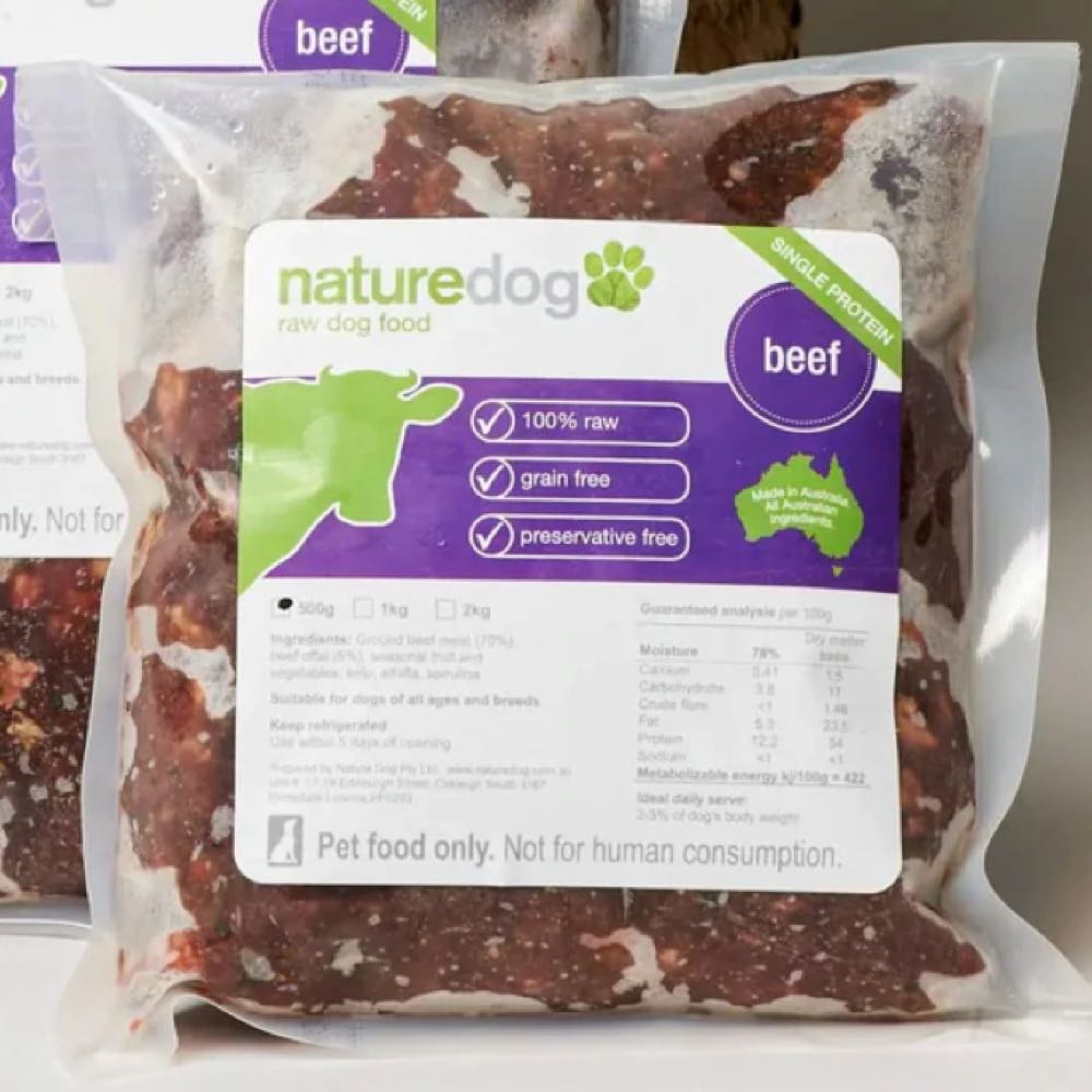 NatureDog Raw Beef Frozen Dog Food 500g