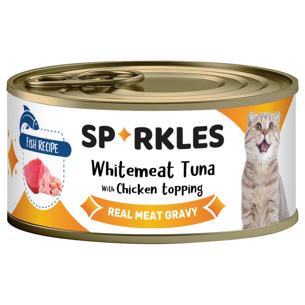 Sparkles Colours Whitemeat Tuna With Chicken Topping Canned Cat Food 70g x 24