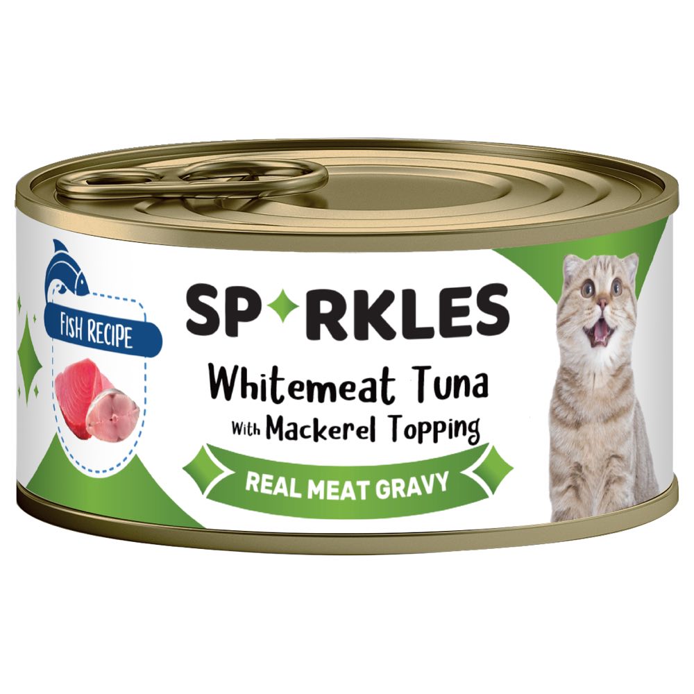 Sparkles Colours Whitemeat Tuna With Mackerel Topping Canned Cat Food 70g x 24